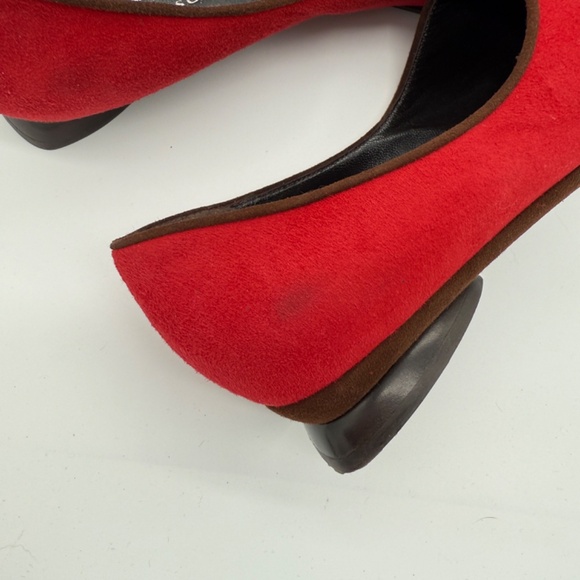 Vintage Franco Fieramosca Red Suede Square Toe Slip-On Flats 10B Made in Italy - Picture 10 of 12